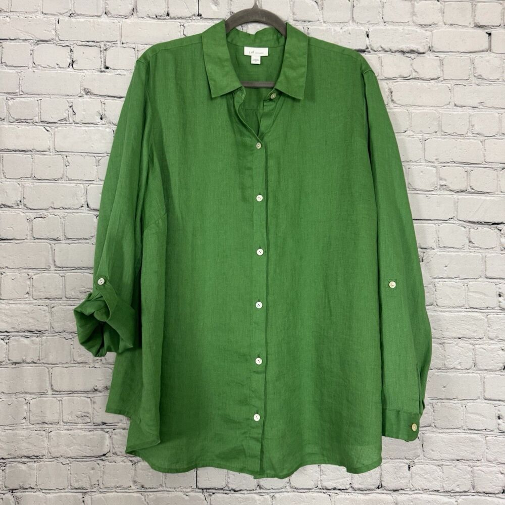 J. Jill Leaf Green Button Down Shirt